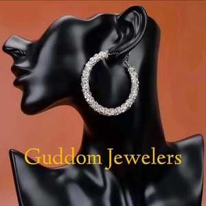 Silver Rhinestone large hoop earrings